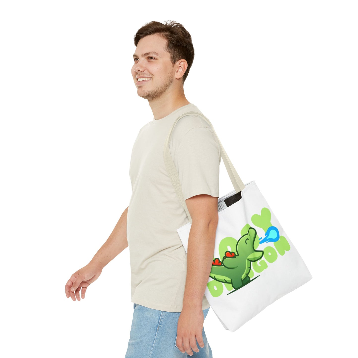 Cute Dinosaur Tote Bag - Fun AOP Design for Kids, Eco-Friendly Bag, Ideal for School, Shopping, Gifts, and Playtime