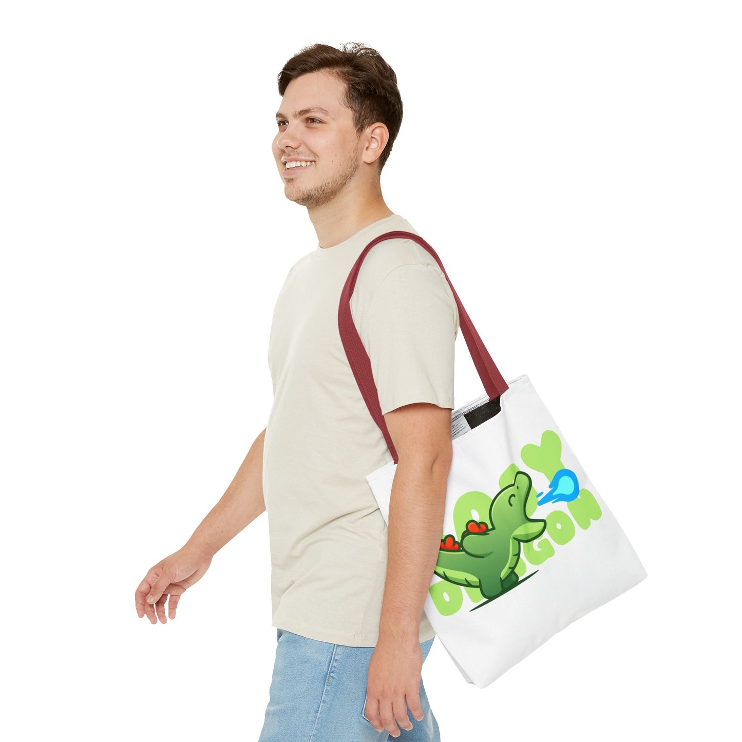 Cute Dinosaur Tote Bag - Fun AOP Design for Kids, Eco-Friendly Bag, Ideal for School, Shopping, Gifts, and Playtime